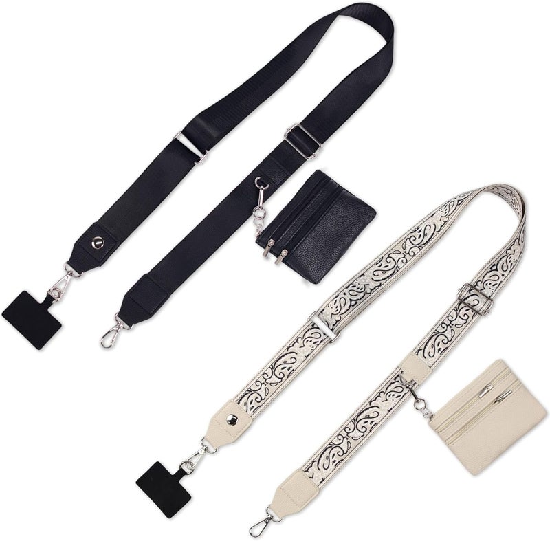 PUGPIU 2 Pack Clip and Go Strap for Phone with Wallet Crossbody - Phone Strap Crossbody with Zippered Pouch, Multifuctional Adjustable Cell Phone Lanyard for Going out - Image 1